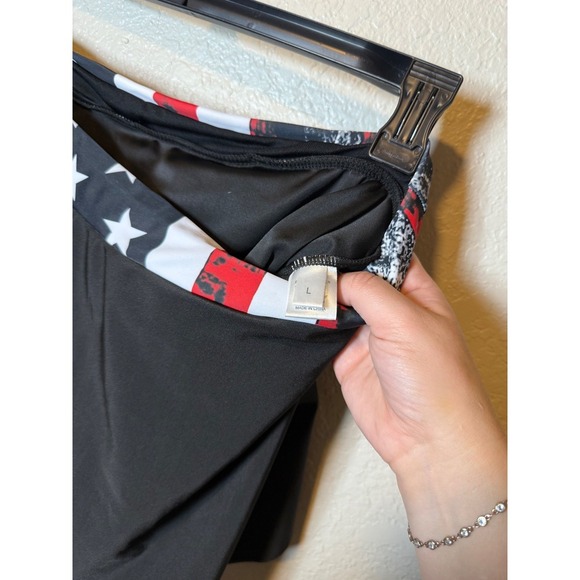 American Flag 2 Piece Swimsuit Skirt Set Womens Patriotic Stars & Stripes Sz L - Picture 8 of 8